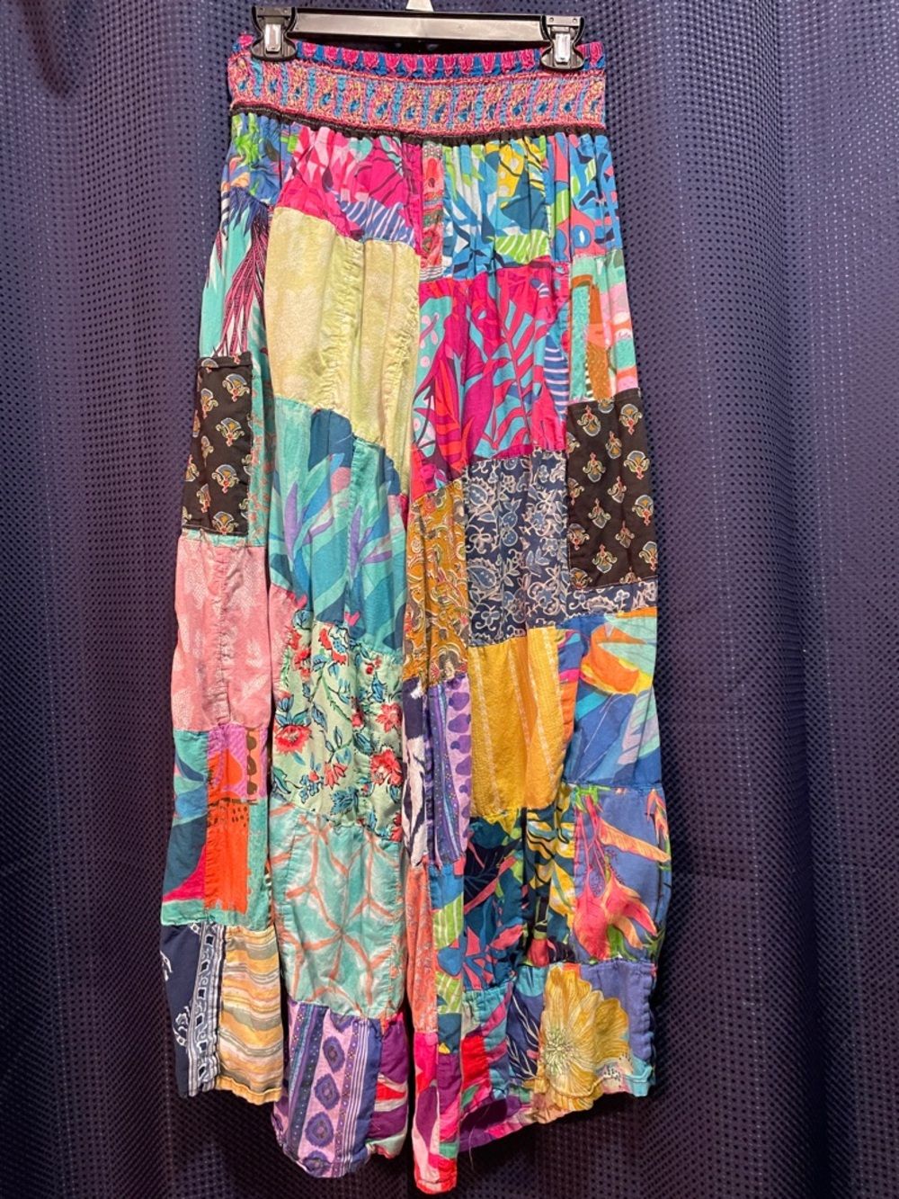 Boho Patchwork Wide-Leg Pants in Multicolor
